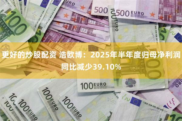 更好的炒股配资 浩欧博：2025年半年度归母净利润同比减少39.10%